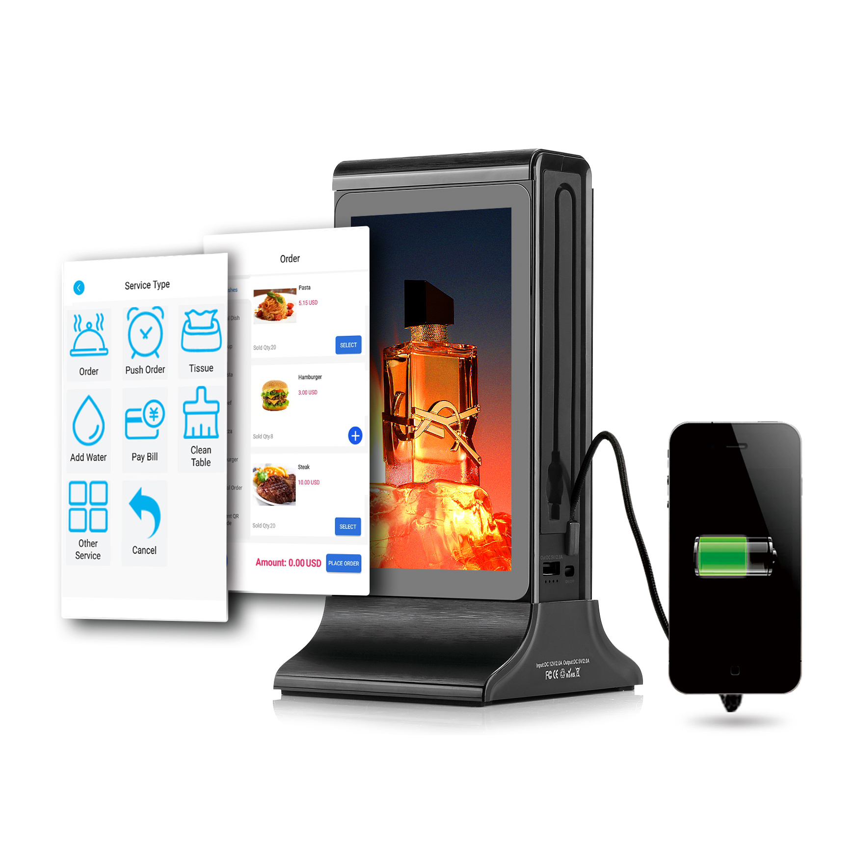 Restaurant Bar Order Call System Table Digital Menu Holder Display Screens