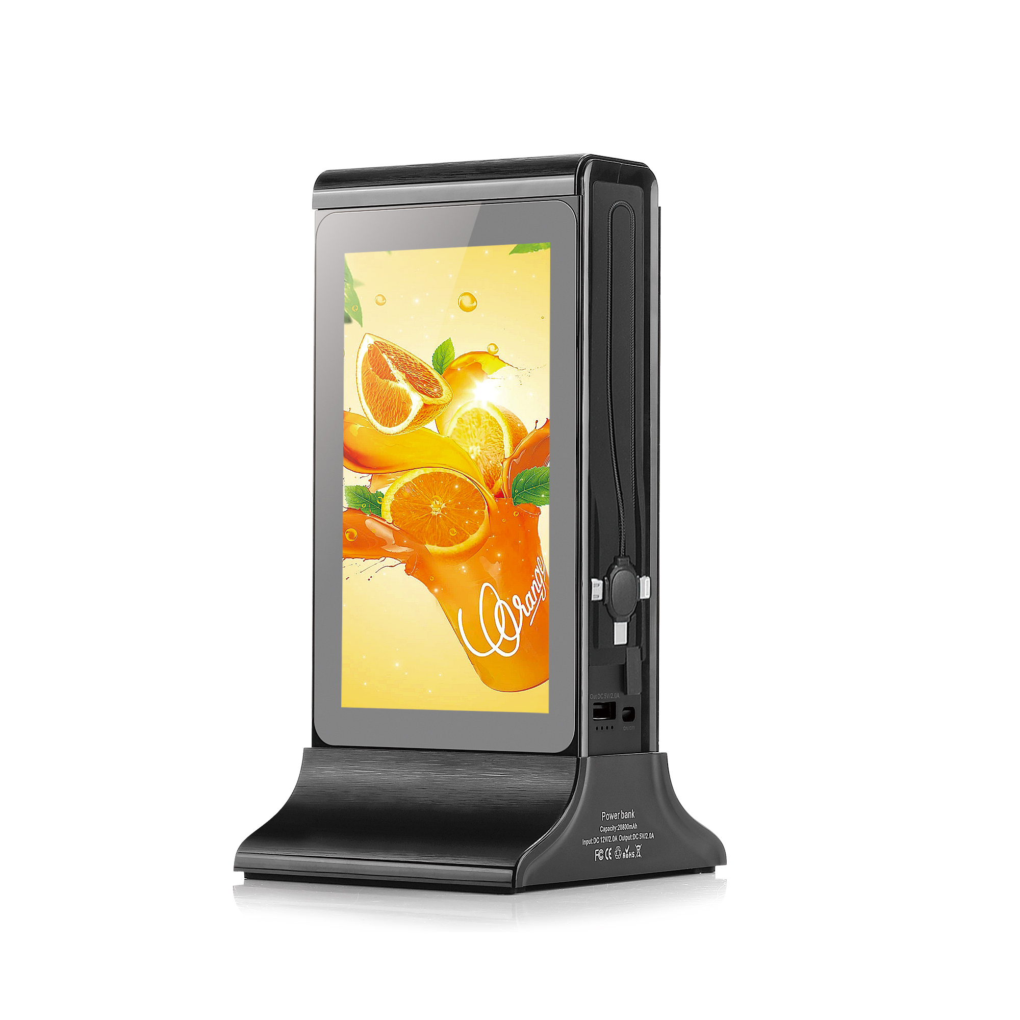 Bar Beverages Digital Advertising Display - Battery Powered Tabletop Touch Scree